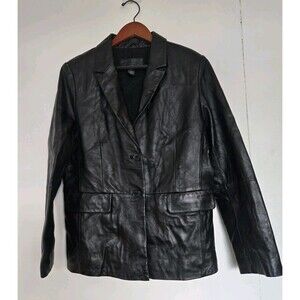 Jaclyn Smith Leather Jacket Womens 16 Black Moto Grunge Biker Rugged Classic
